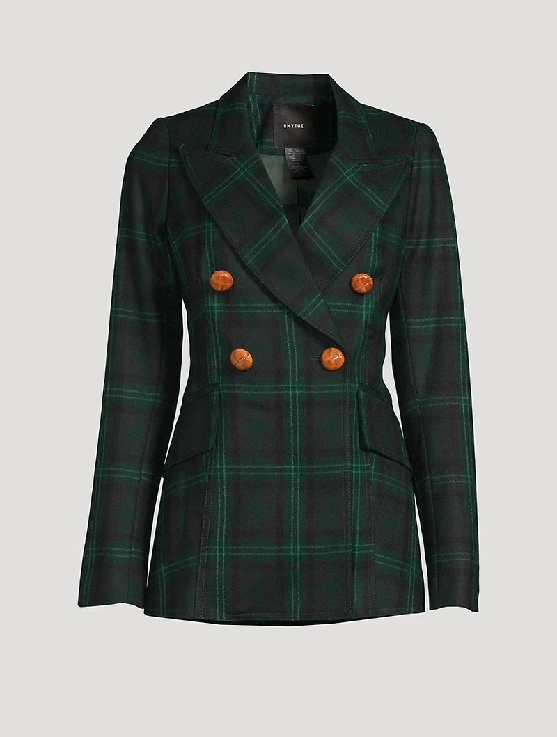 Wedding Double-Breasted Blazer Plaid