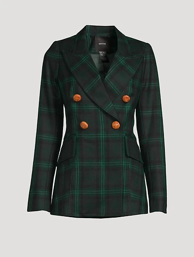 Wedding Double-Breasted Blazer Plaid