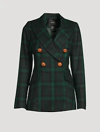 Wedding Double-Breasted Blazer Plaid