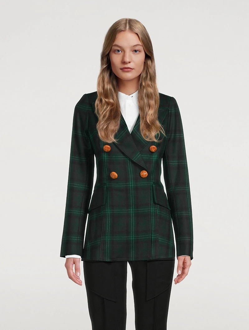 Wedding Double-Breasted Blazer Plaid