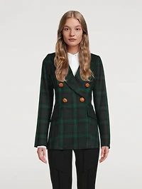 Wedding Double-Breasted Blazer Plaid