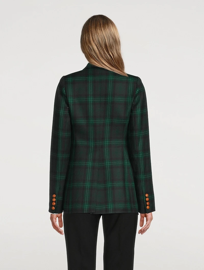 Wedding Double-Breasted Blazer Plaid
