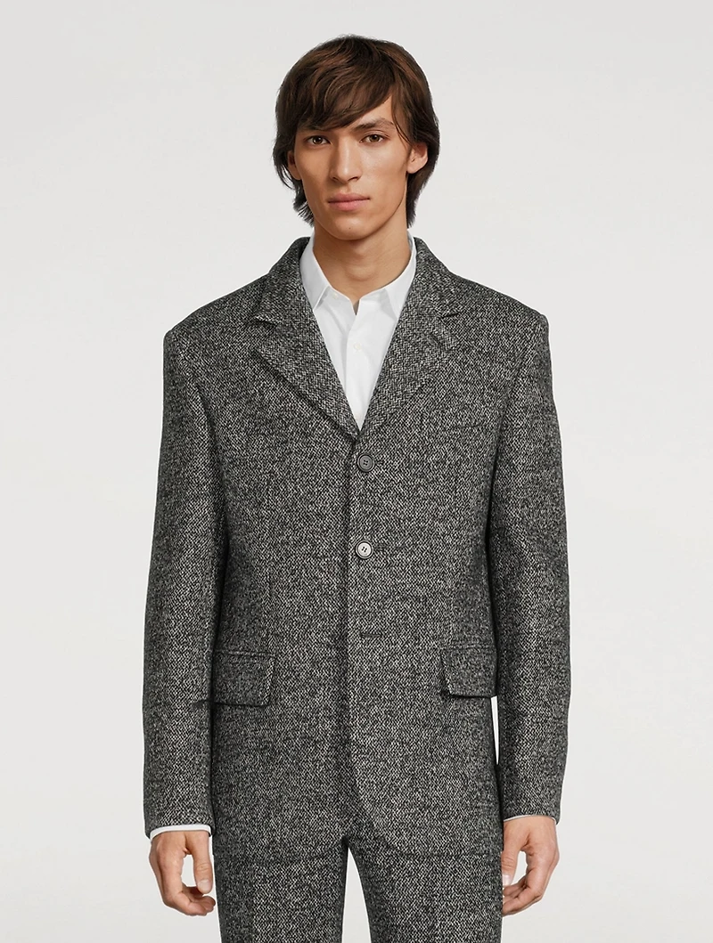 Wool-Blend Three-Button Suit Jacket