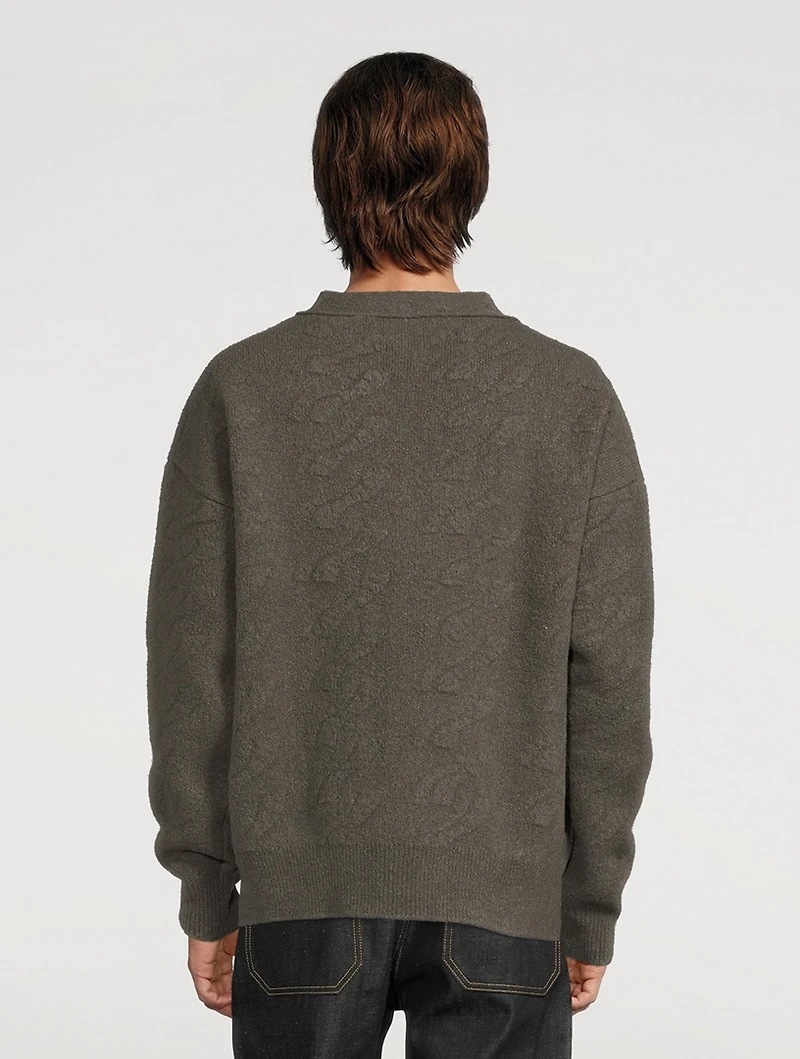 Wool-Blend Logo Cable-Knit Cardigan