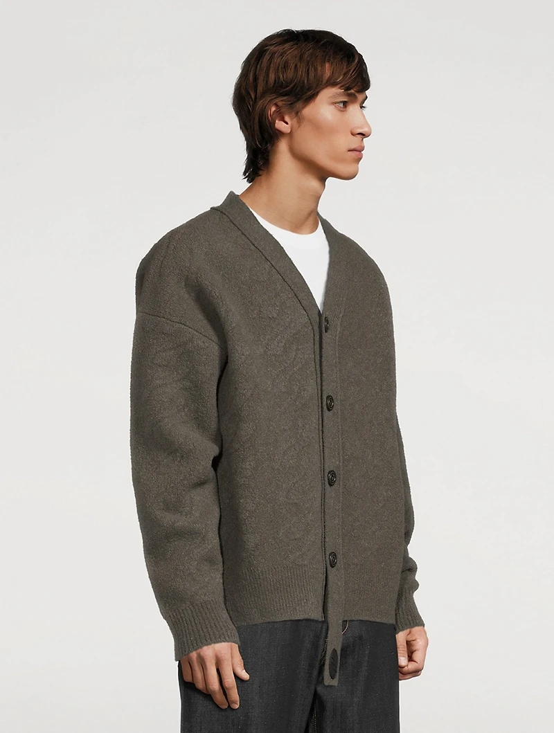 Wool-Blend Logo Cable-Knit Cardigan