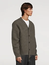 Wool-Blend Logo Cable-Knit Cardigan