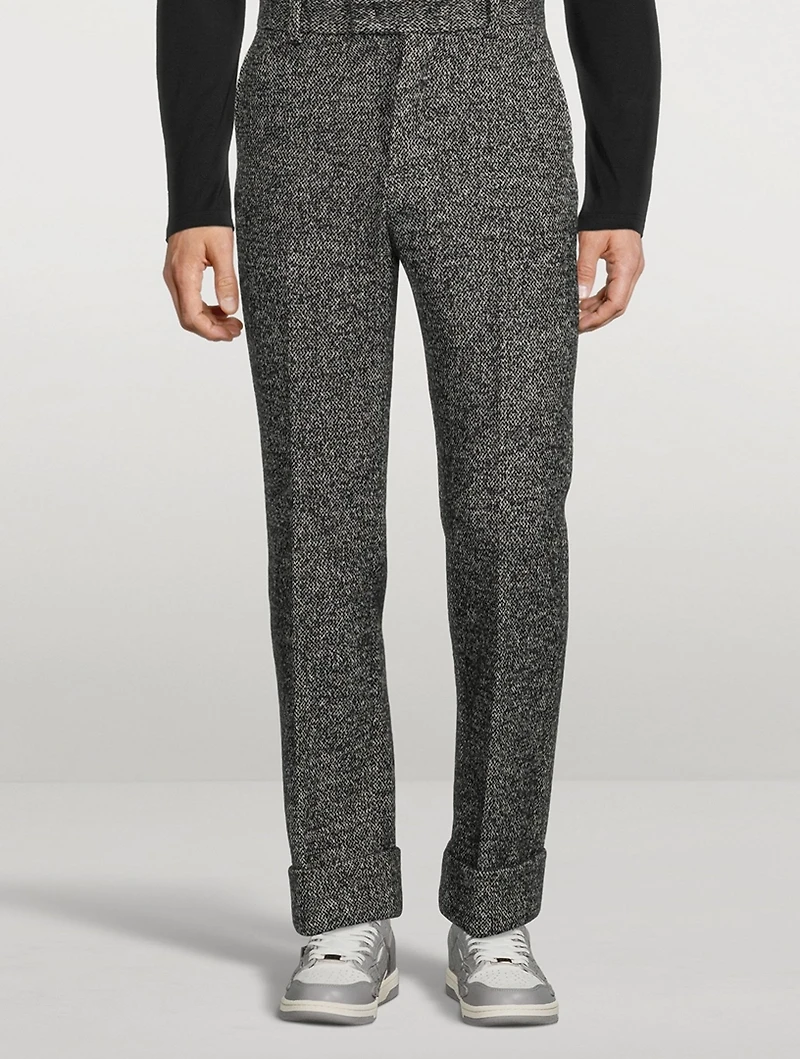 Wool-Blend Straight-Leg Suit Pants With Cuffs