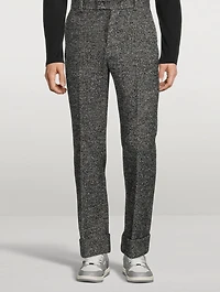 Wool-Blend Straight-Leg Suit Pants With Cuffs