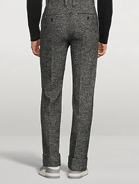 Wool-Blend Straight-Leg Suit Pants With Cuffs