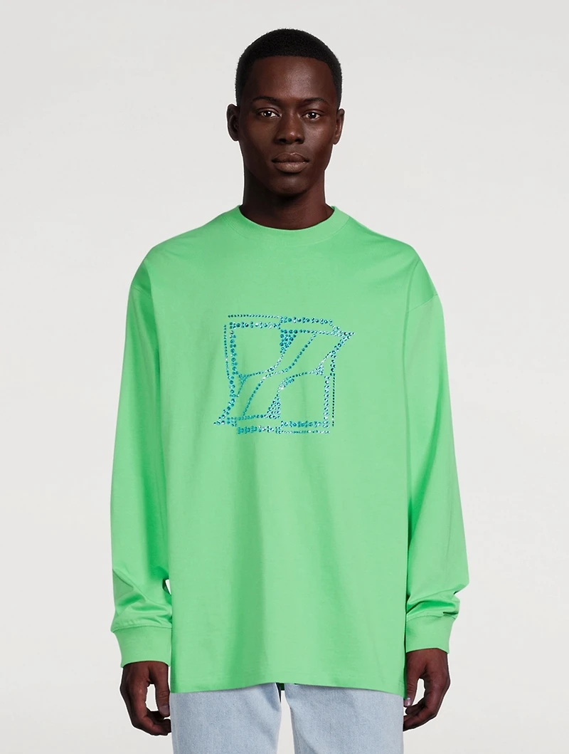 Long-Sleeve T-Shirt With Crystal Logo