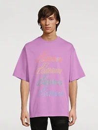 Hand-Bleached T-Shirt With Iridescent Logo