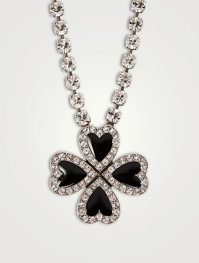 Crystal Heart Clover Necklace