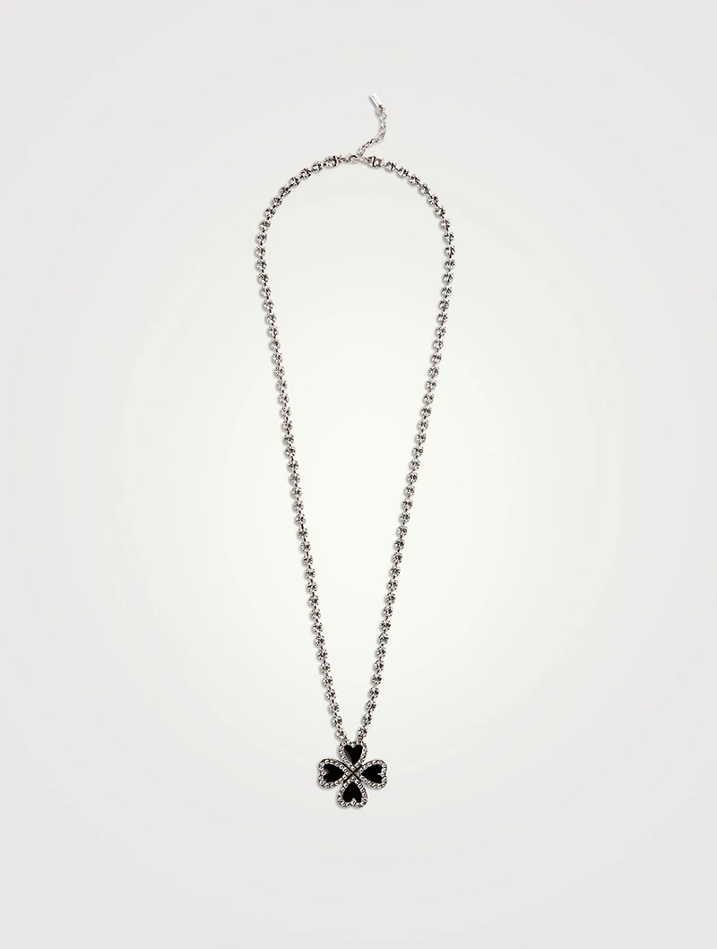 Crystal Heart Clover Necklace