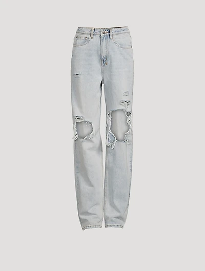 Playback Ripped Straight-Leg Jeans