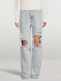 Playback Ripped Straight-Leg Jeans