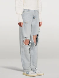 Playback Ripped Straight-Leg Jeans