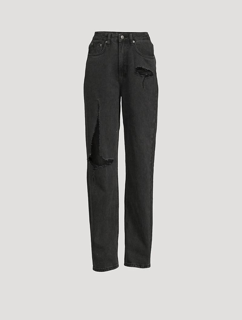 Playback Ripped Straight-Leg Jeans