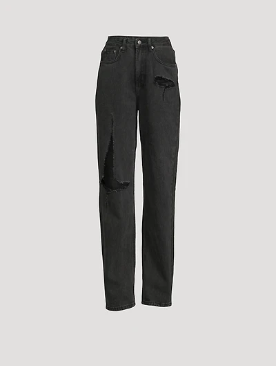 Playback Ripped Straight-Leg Jeans