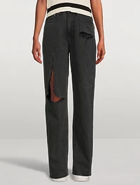 Playback Ripped Straight-Leg Jeans