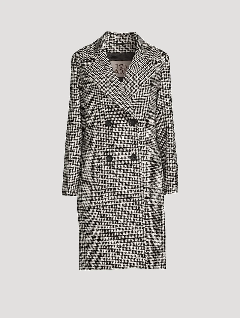 Prince Of Wales Wool-Blend Double-Breasted Coat