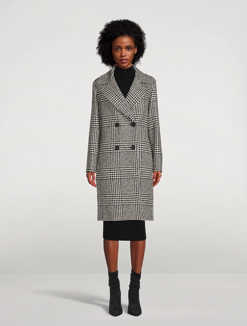 Prince Of Wales Wool-Blend Double-Breasted Coat