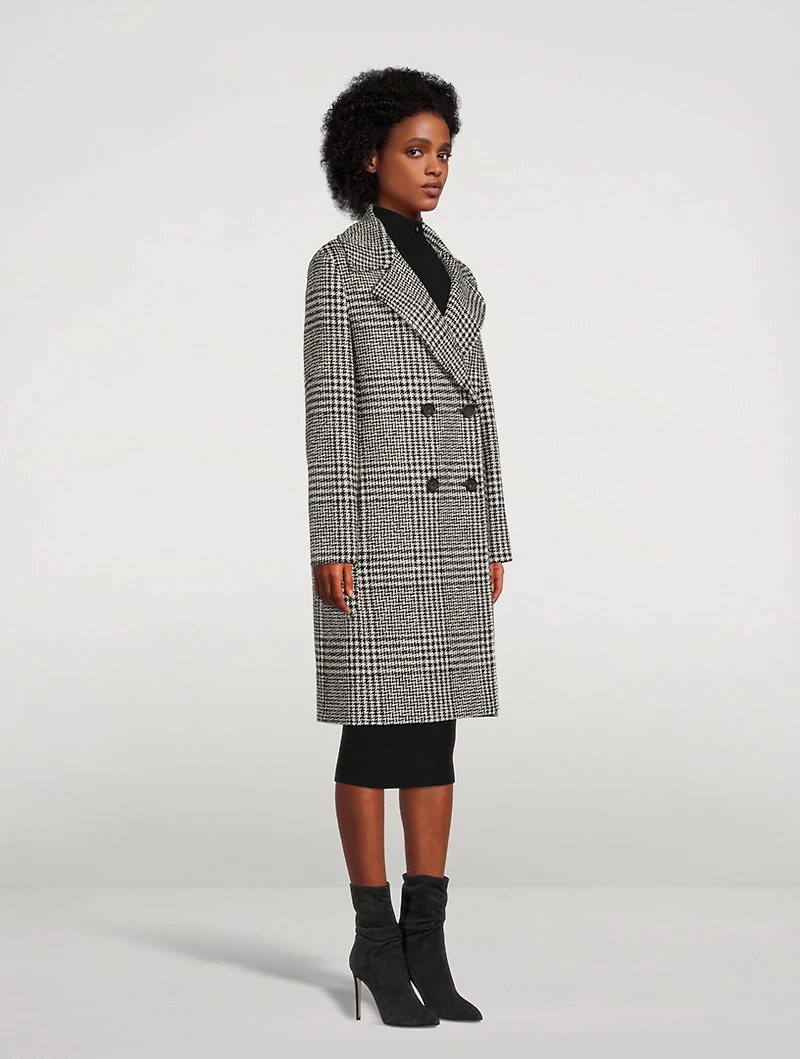 Prince Of Wales Wool-Blend Double-Breasted Coat