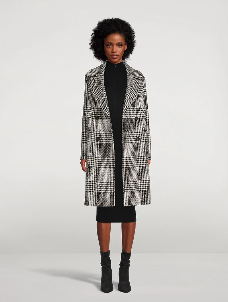 Prince Of Wales Wool-Blend Double-Breasted Coat