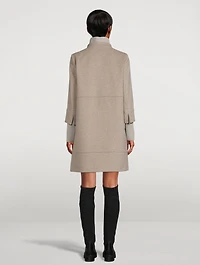 Wool Coat With Knitted Neck & Sleeves