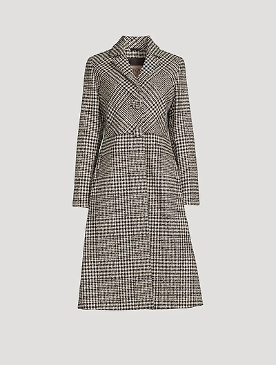 Prince Of Wales Wool-Blend Princess Cut Coat