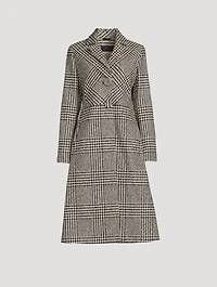 Prince Of Wales Wool-Blend Princess Cut Coat