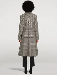 Prince Of Wales Wool-Blend Princess Cut Coat
