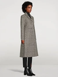 Prince Of Wales Wool-Blend Princess Cut Coat
