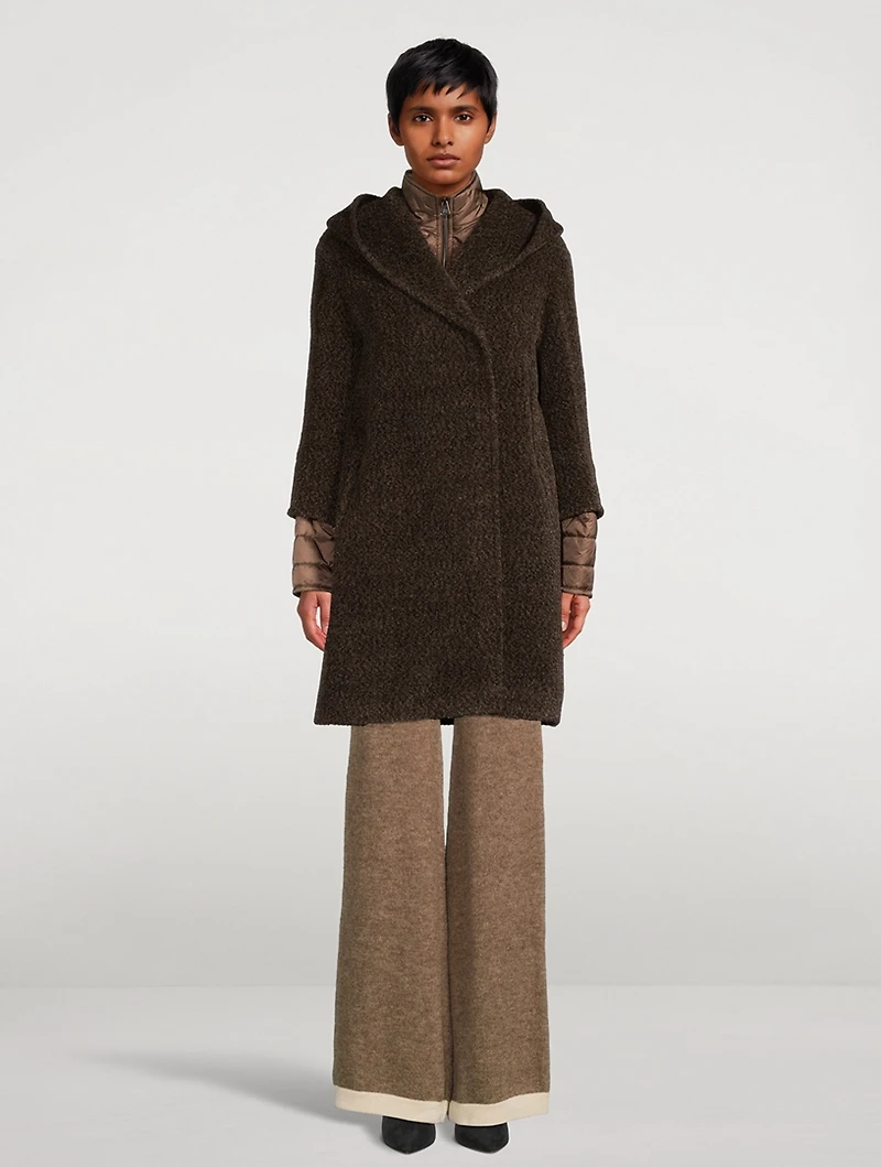 Wool And Suri Alpaca Hooded Coat With Detachable Down Insert