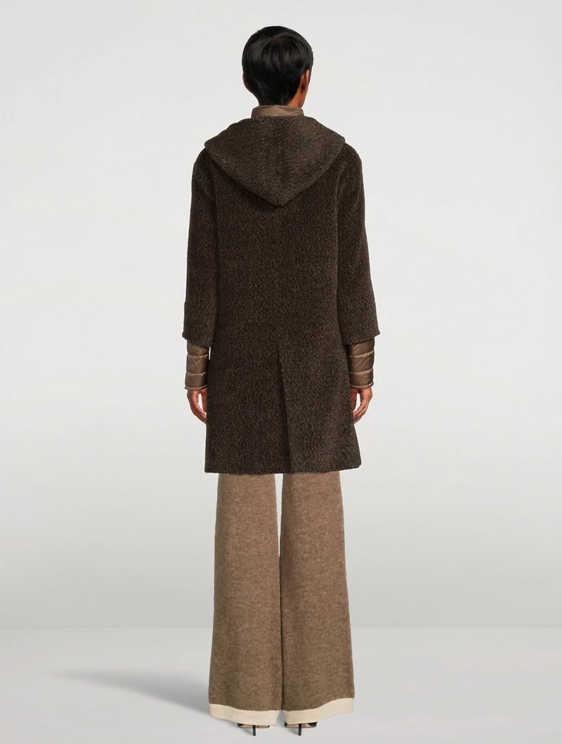 Wool And Suri Alpaca Hooded Coat With Detachable Down Insert