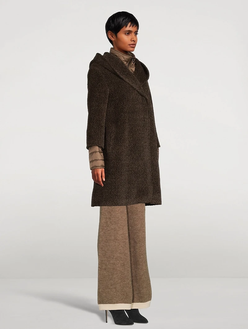 Wool And Suri Alpaca Hooded Coat With Detachable Down Insert