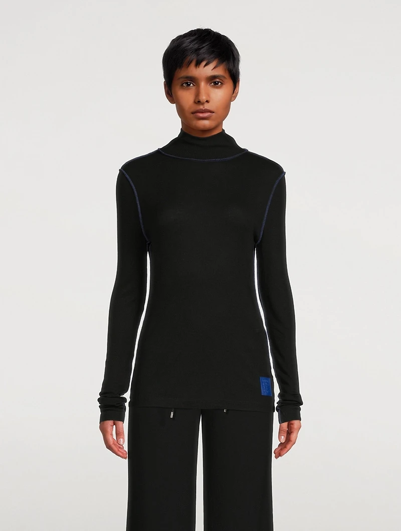 Ribbed Turtleneck Top