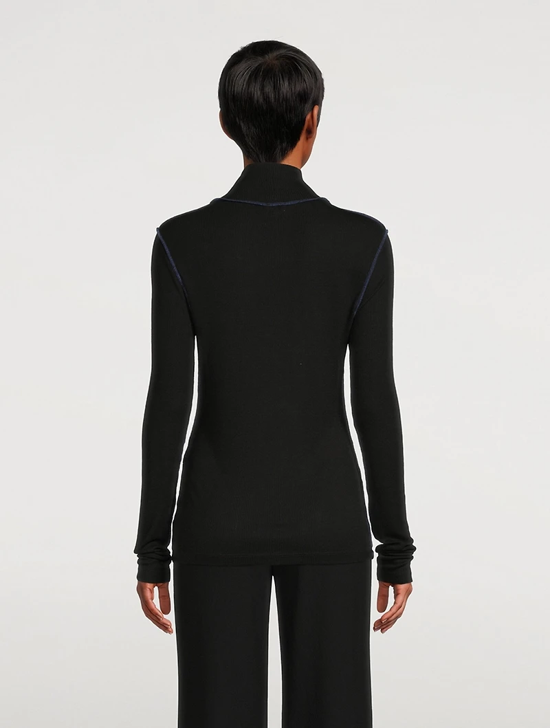 Ribbed Turtleneck Top