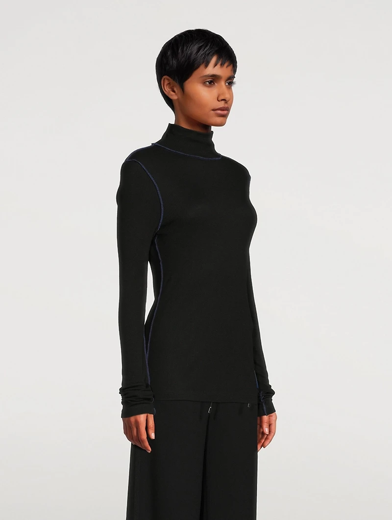 Ribbed Turtleneck Top