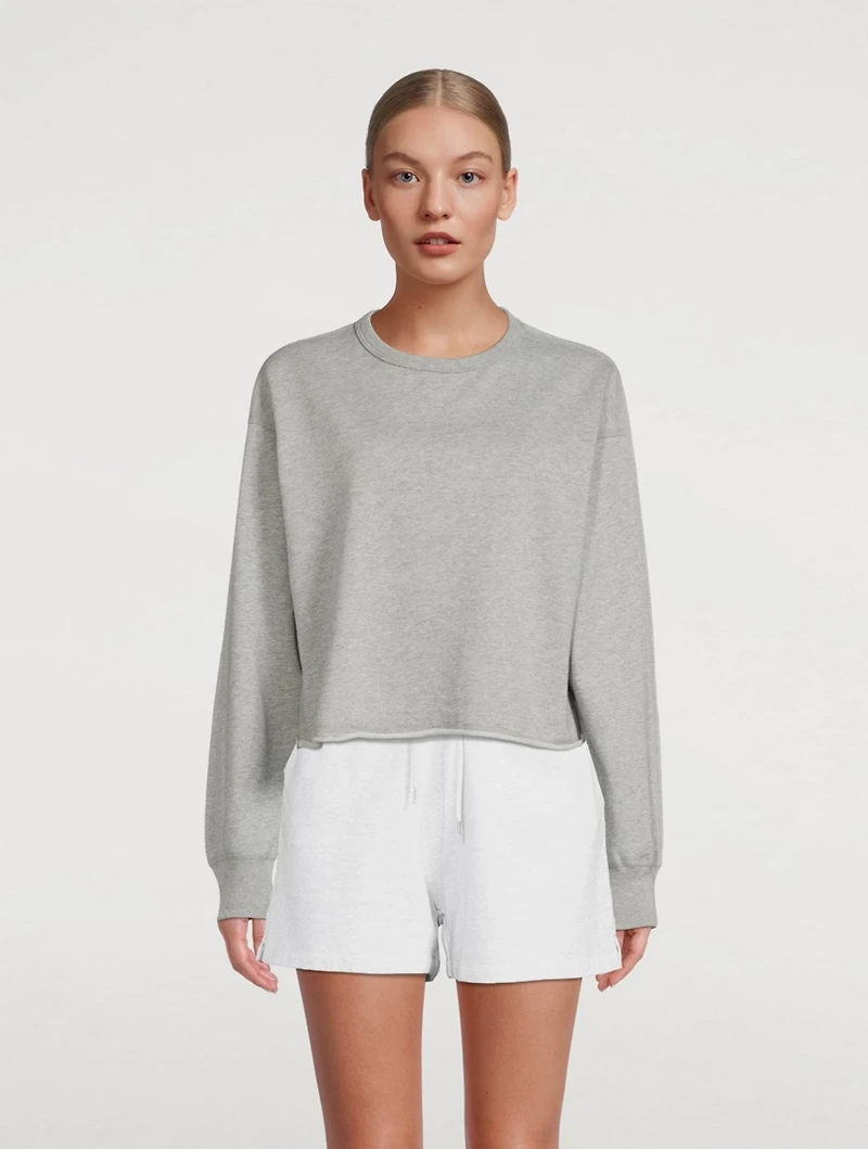 Lightweight Terry Cotton Cut-Off Crewneck Sweatshirt