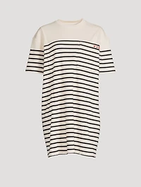 Ribbed Mini T-Shirt Dress Striped Print