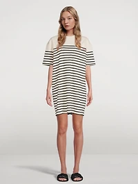 Ribbed Mini T-Shirt Dress Striped Print