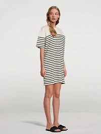 Ribbed Mini T-Shirt Dress Striped Print