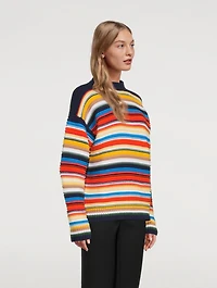 Cotton Crochet Sweater Striped Print