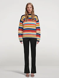 Cotton Crochet Sweater Striped Print