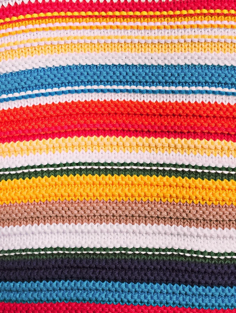Cotton Crochet Sweater Striped Print