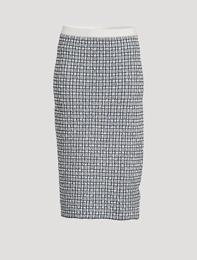 Stretch Jacquard Column Midi Skirt