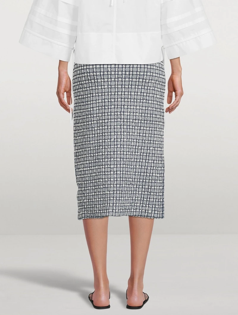 Stretch Jacquard Column Midi Skirt