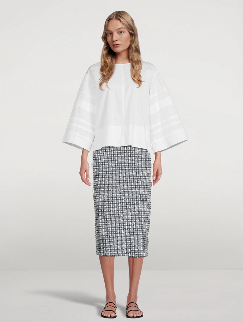Stretch Jacquard Column Midi Skirt