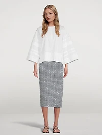 Stretch Jacquard Column Midi Skirt