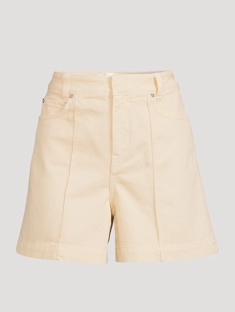 Cotton High-Waisted Denim Shorts